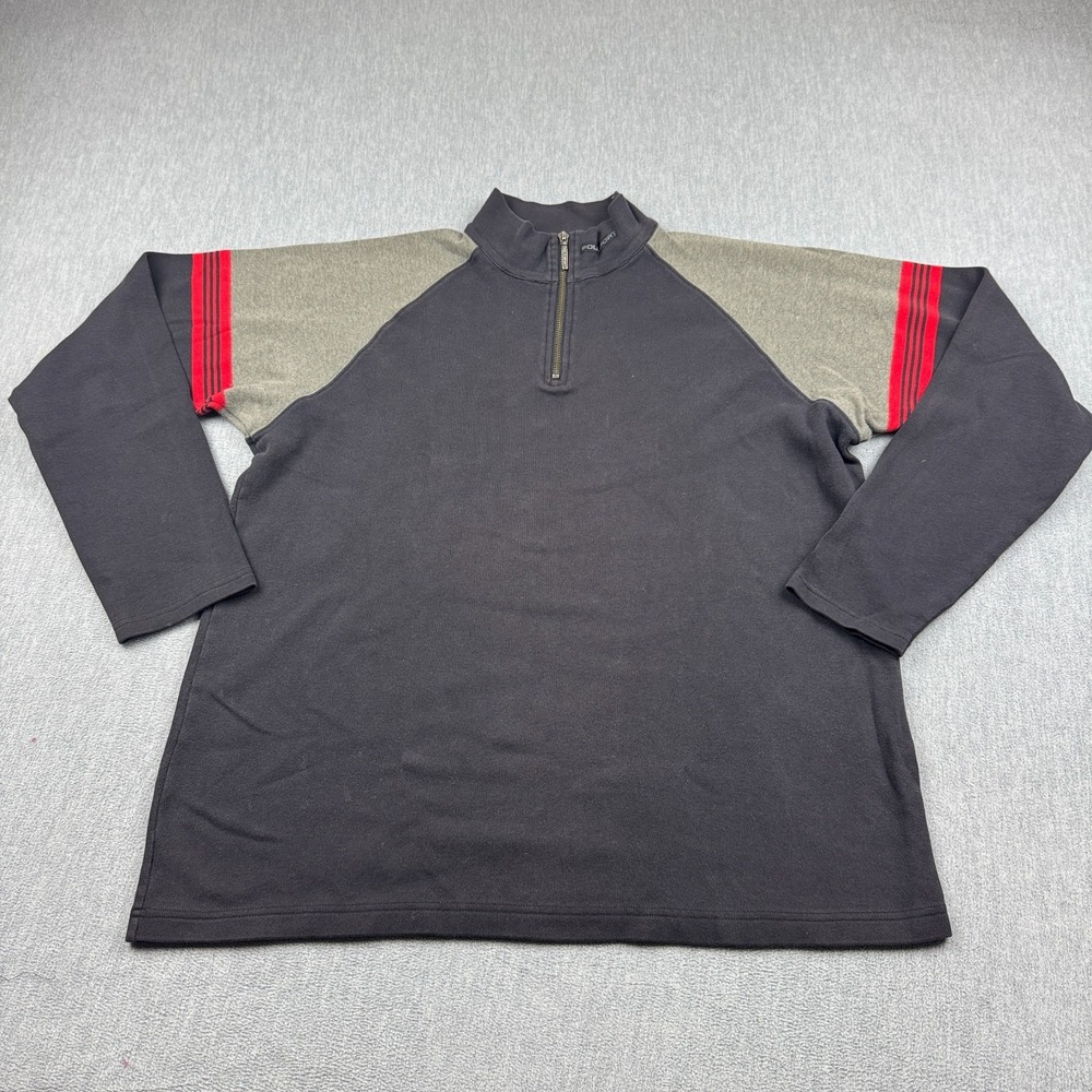 Vintage Polo Sport Ralph Lauren Sweater Mens Large Blue 1/4 Zip Pullover 90s